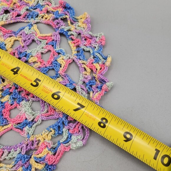Handmade Vintage Crochet Doilies Pastel Rainbow Cotton Grandma Chic Lot of 3 - Picture 4 of 5